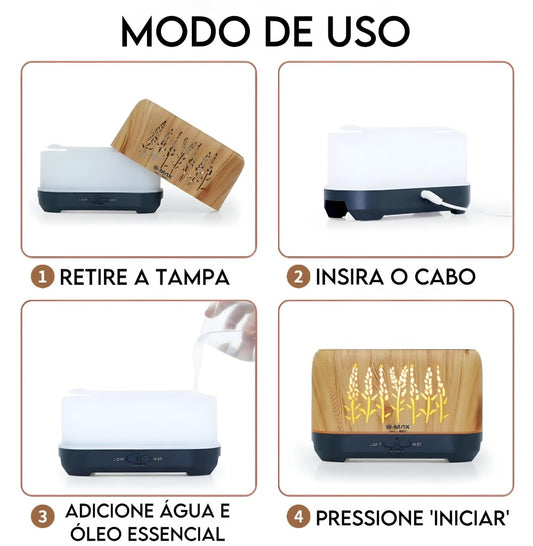 Difusor De Aromas Ultrassônico Purificador De Ar LED BMax BM-098