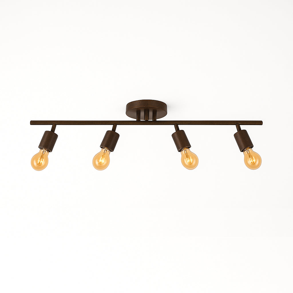 Spot Trilho Koppla Aluminio Teto E27 4 Luzes Lumini Lab - Marrom Fosco