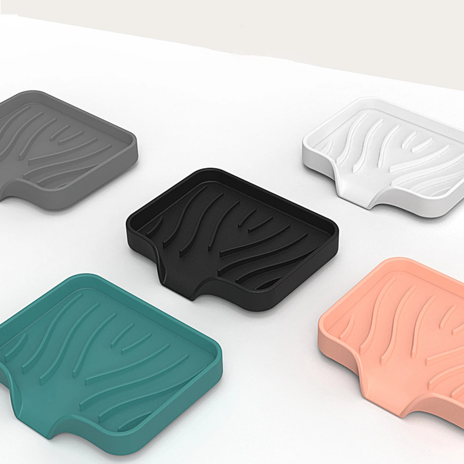 1-Pack Silicone Drain Soap Box Kitchen Bathroom Anti-slip Sink Tray Creative Washing Table Soap Tray Free Punch Drain Rack