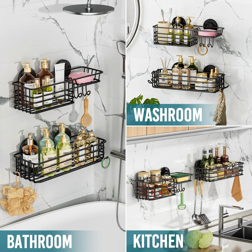 Suporte para banheiro | Porta Shampoo e Sabonete | Kit com 2 partes | Ventosa