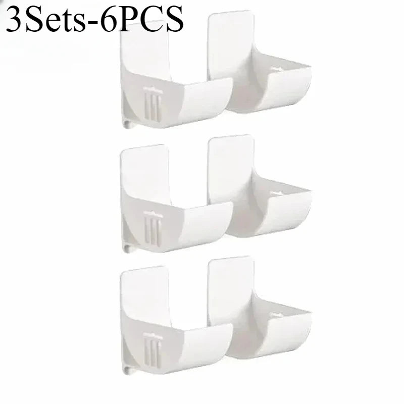 16PCSWall Mounted Non-Punch Storage Tray Kitchen Shelf Plastic Wrap Garbage Bag Refrigerator Side Bathroom Bedroom Storage Shelf