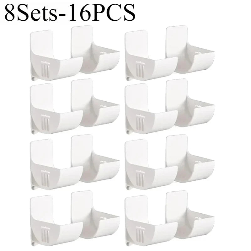 16PCSWall Mounted Non-Punch Storage Tray Kitchen Shelf Plastic Wrap Garbage Bag Refrigerator Side Bathroom Bedroom Storage Shelf