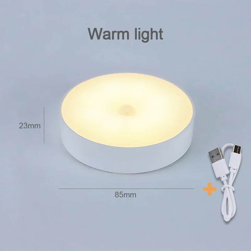 Luminária LED com sensor de movimento | Recarregável USB | Luz quente e/ou Branca