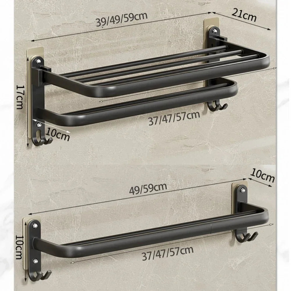 Rack de toalhas em alumínio | Banheiro | Instalação prática | Estilo