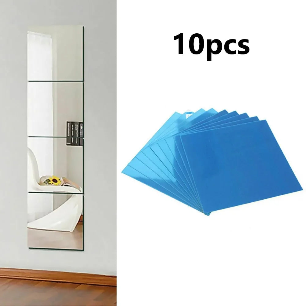 Adesivos de parede de azulejos de vidro espelhados, decalque de mosaico para decoração de casa 10 Peças I Adesivo acrílico autoadesivo para banheiro I Adesivos de parede para decoração I