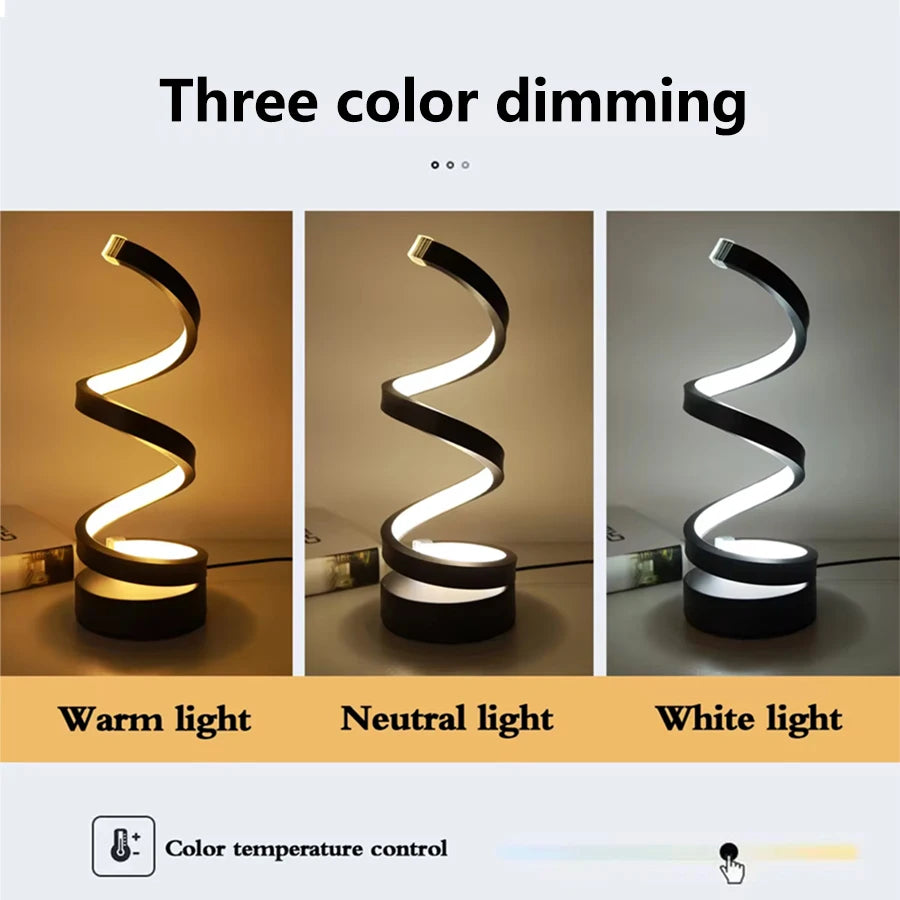 Luminária de Mesa LED em Espiral com 3 Cores