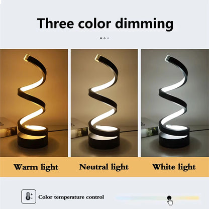 Luminária de Mesa LED em Espiral com 3 Cores