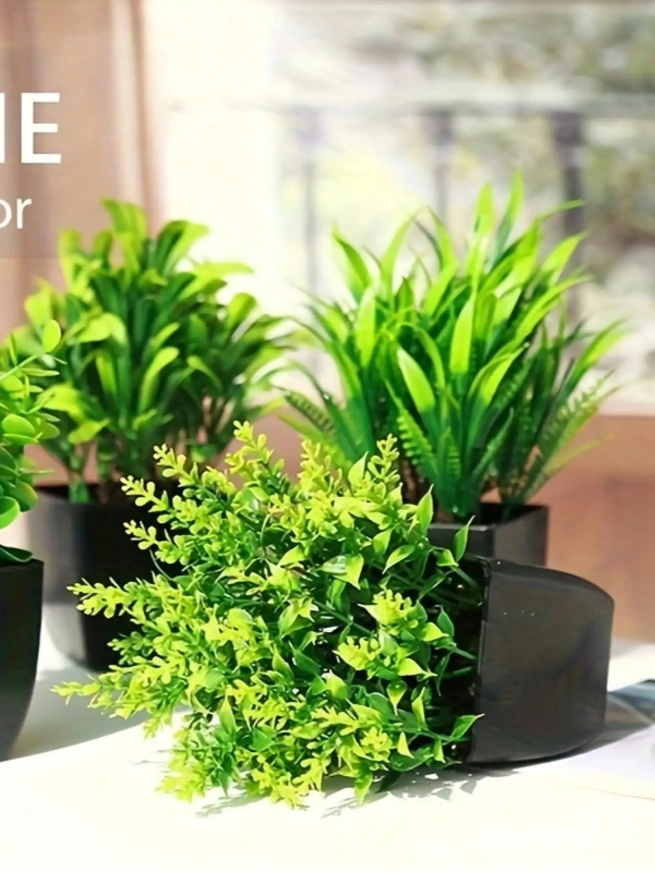Mini planta artificial de eucalipto em vaso para decoração de interiores I Casa I Escritório I Decoração natural I Interiores I Planta de PVC I Vaso preto