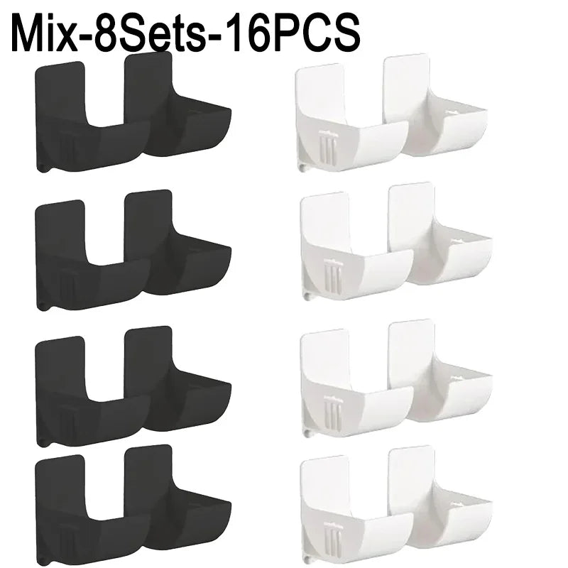 16PCSWall Mounted Non-Punch Storage Tray Kitchen Shelf Plastic Wrap Garbage Bag Refrigerator Side Bathroom Bedroom Storage Shelf