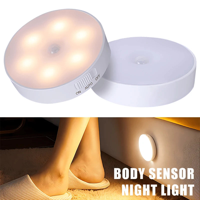 Luminária LED com sensor de movimento | Recarregável USB | Luz quente e/ou Branca