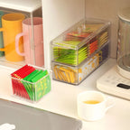 Sugar Bag Tea Storage Holder Trash Cans For Office Organizer Bags Divided Storage Bins With Lid Bin Box Transparent
