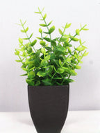 Mini planta artificial de eucalipto em vaso para decoração de interiores I Casa I Escritório I Decoração natural I Interiores I Planta de PVC I Vaso preto
