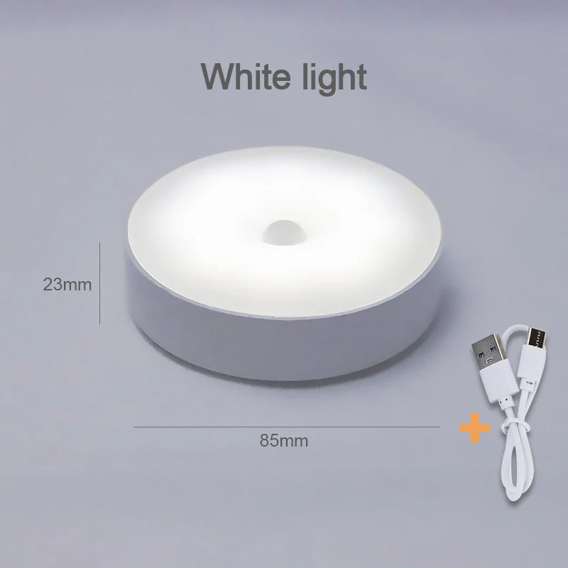 Luminária LED com sensor de movimento | Recarregável USB | Luz quente e/ou Branca