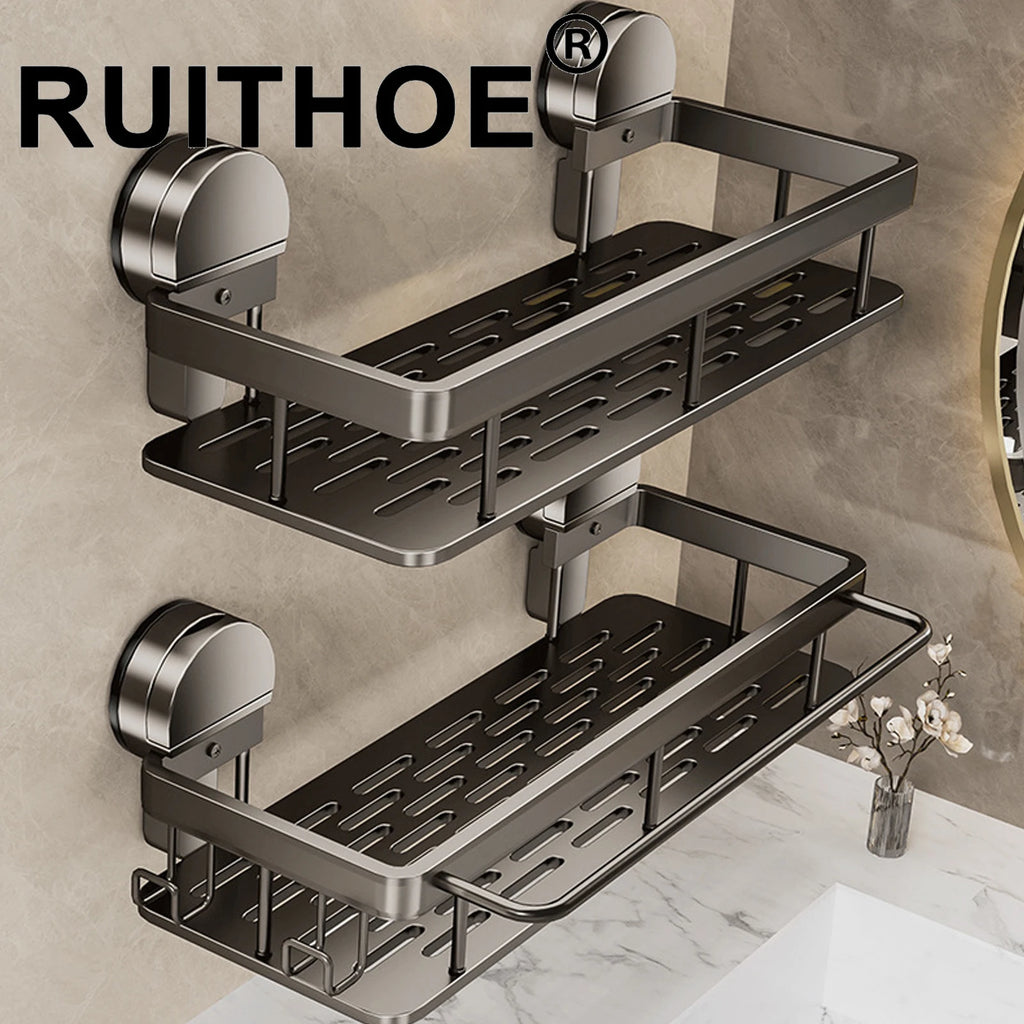 Suporte em alumínio para banheiro | Porta Shampoo e Sabonete | Kit com 1 ou 2 partes | Ventosa