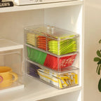 Sugar Bag Tea Storage Holder Trash Cans For Office Organizer Bags Divided Storage Bins With Lid Bin Box Transparent