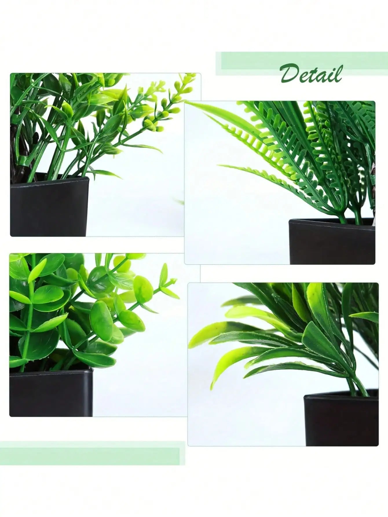 Mini planta artificial de eucalipto em vaso para decoração de interiores I Casa I Escritório I Decoração natural I Interiores I Planta de PVC I Vaso preto