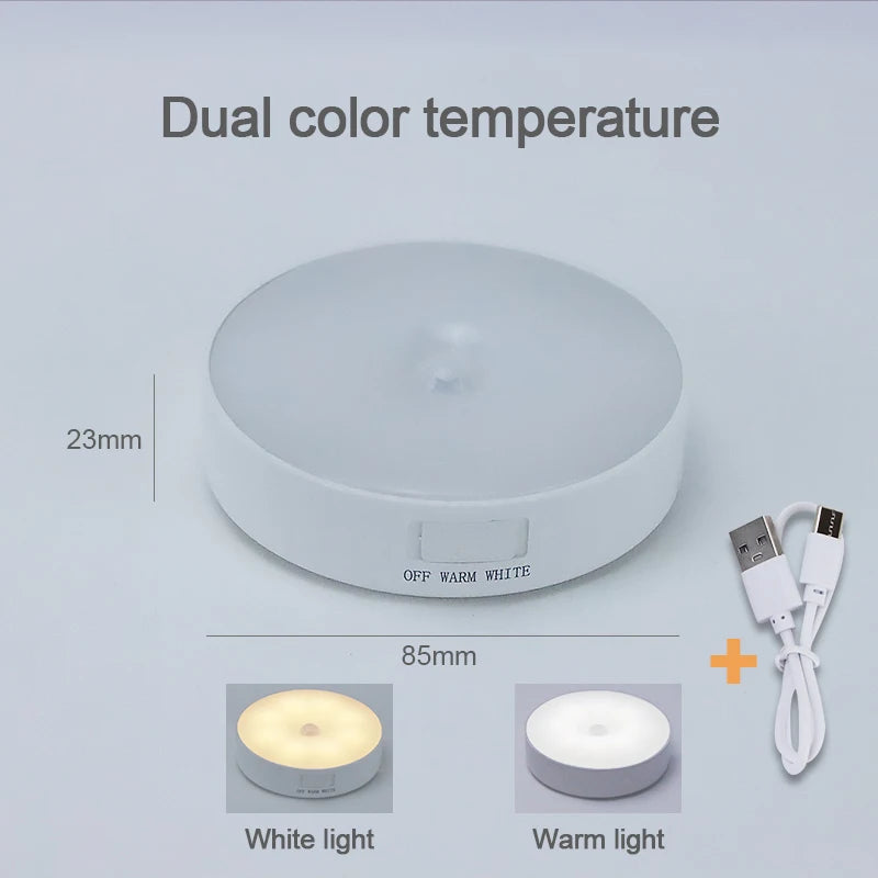 Luminária LED com sensor de movimento | Recarregável USB | Luz quente e/ou Branca
