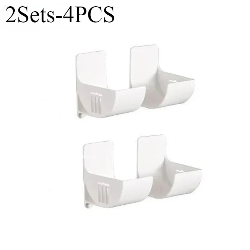 16PCSWall Mounted Non-Punch Storage Tray Kitchen Shelf Plastic Wrap Garbage Bag Refrigerator Side Bathroom Bedroom Storage Shelf