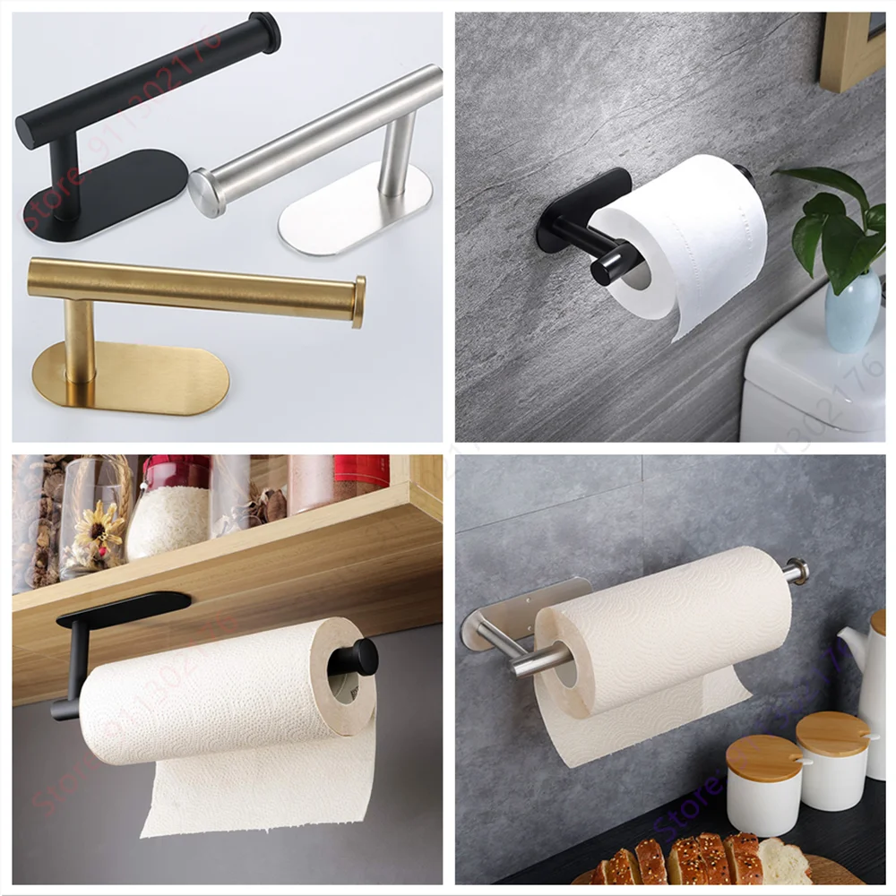 Suporte adesivo para toalhas de papel I Porta-guardanapos de cozinha I Suporte para papel higiênico I Dispensador de lenços de papel I Acessórios para banheiro e armário de armazenamento