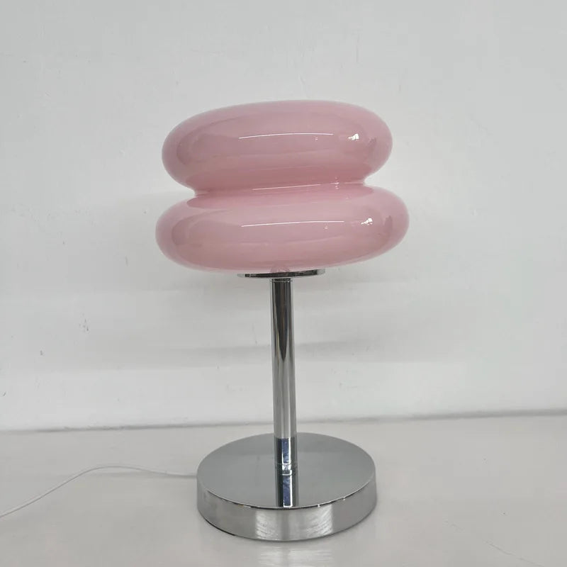 Macaron Glass Table Lamp Trichromatic Dimming Living Room Atmosphere Lamps Eye Protection Night Light Girl Bedroom Bedside Decor