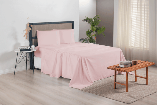 Jogo de Lençol Versatile Ponto Palito Completo 4 Peças Casal Micropercal  - Rosê