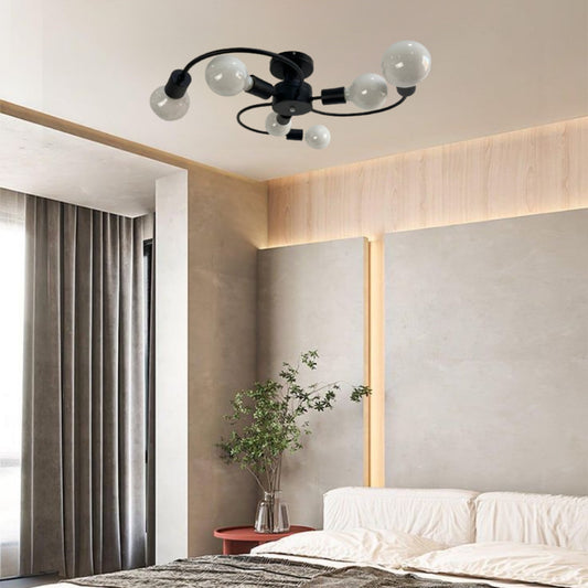 Plafon Esmeralda Aluminio Teto E27 6 Luzes Lumini Lab - Preto Microtextura